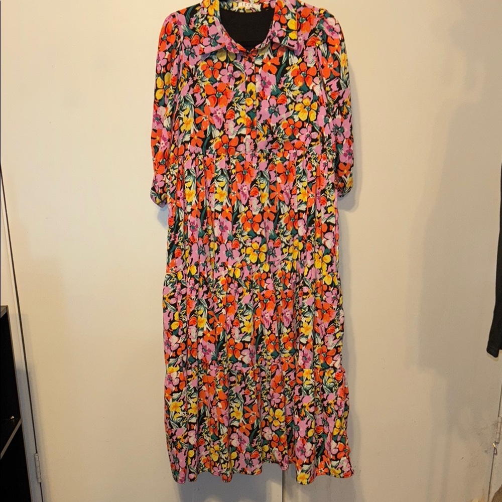 TCEC Pink and Orange Long Sleeve Dress